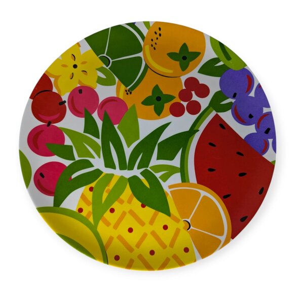 Colorful Summer Melamine 14" Round Serving Platter NWT - Picture 1 of 13